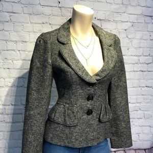 Nanette Lepore grey tweed 3 button blazer w pkts